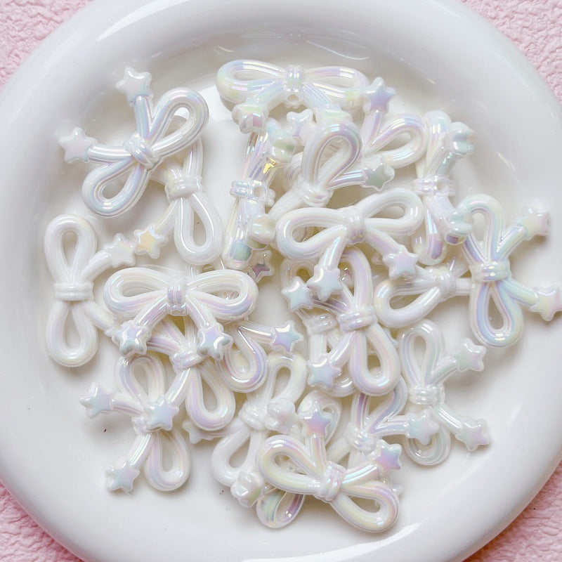 UVメッキの無地スターボウストレートホールビーズDIY携帯電話チェーンキーホルダー素材ジュエリーアクセサリー サブ画像