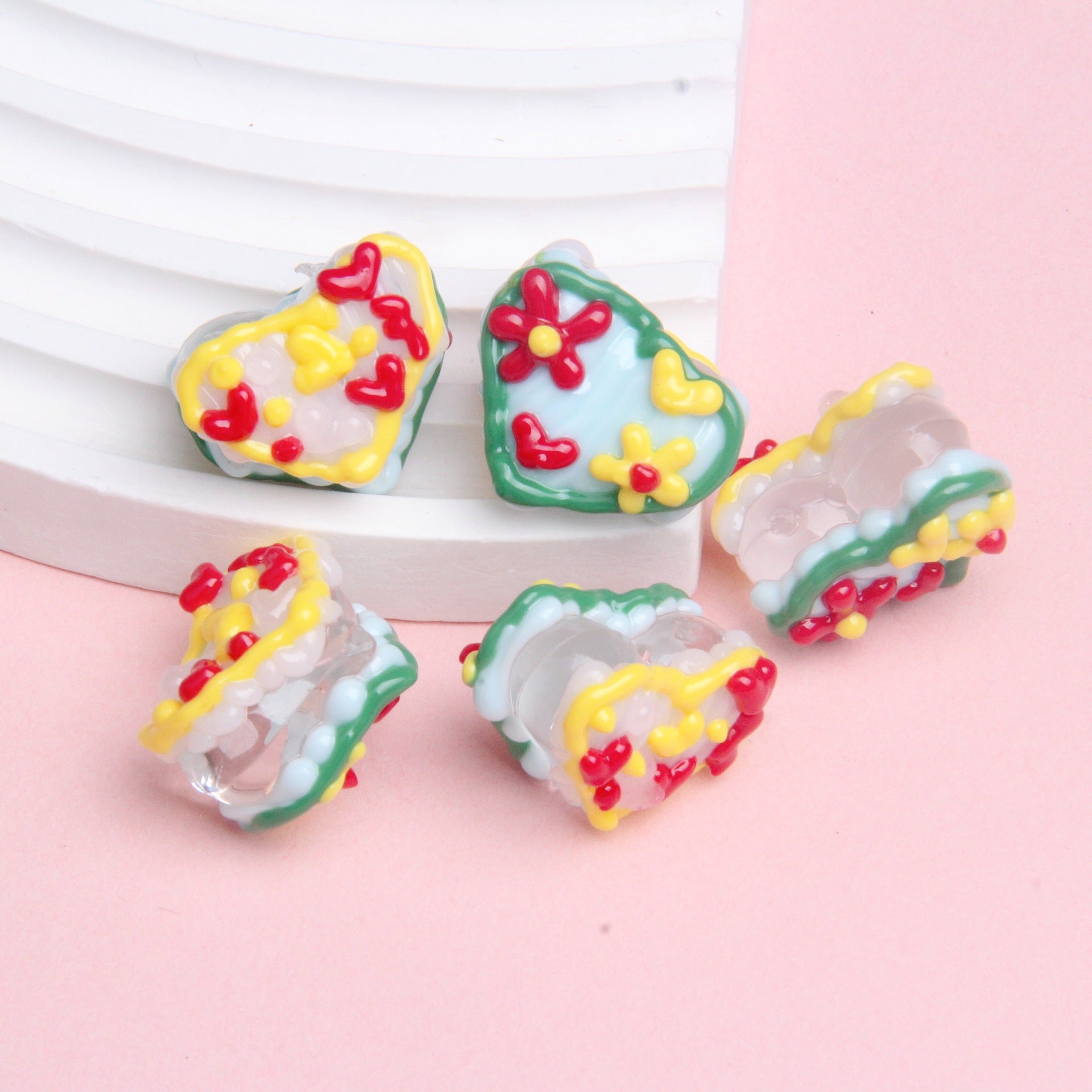Acrylic Beaded Butterfly Candy Beads Hand-Painted Beads Heavy Oil Hand-Painted Beads Heart Beads diy Beaded Accessories Secondary image