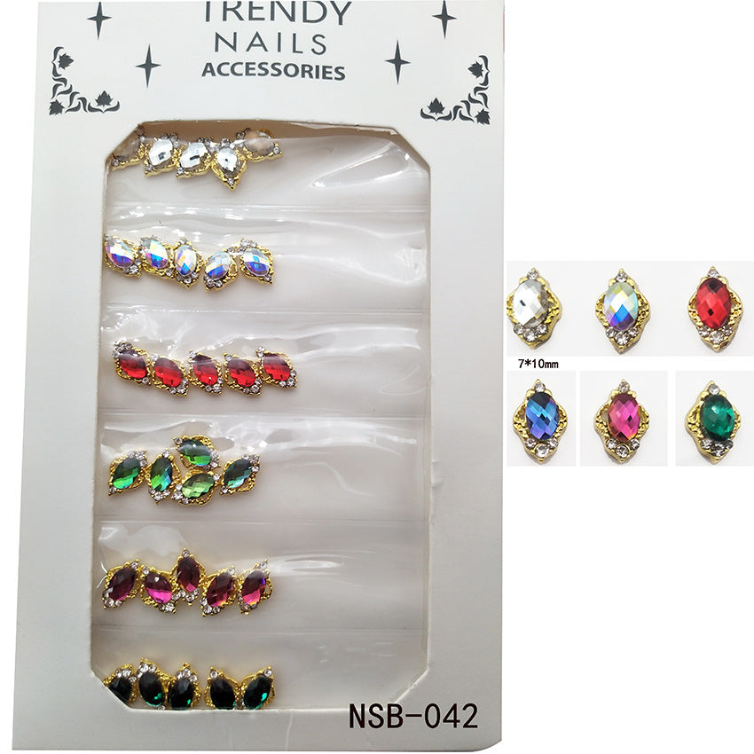 Nail art accessories, alloy nail stickers, vintage marquise and teardrop decorations6Six-color mixed metal Secondary image