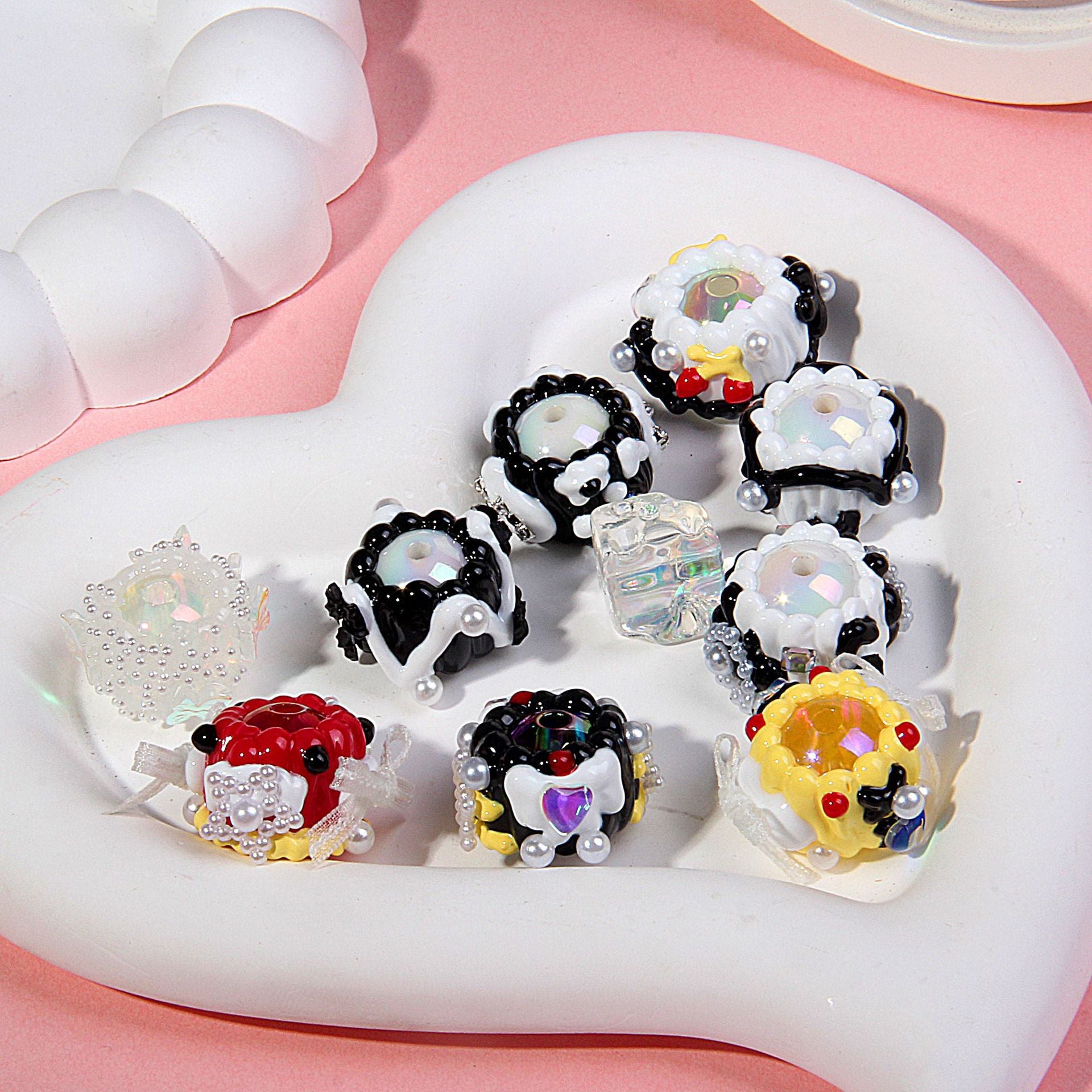 Heavy Industry Heavy Oil Hand-painted Beads Beading Accessories Mobile Phone Chain Beads Mixed Style diy Ornament Material Secondary image