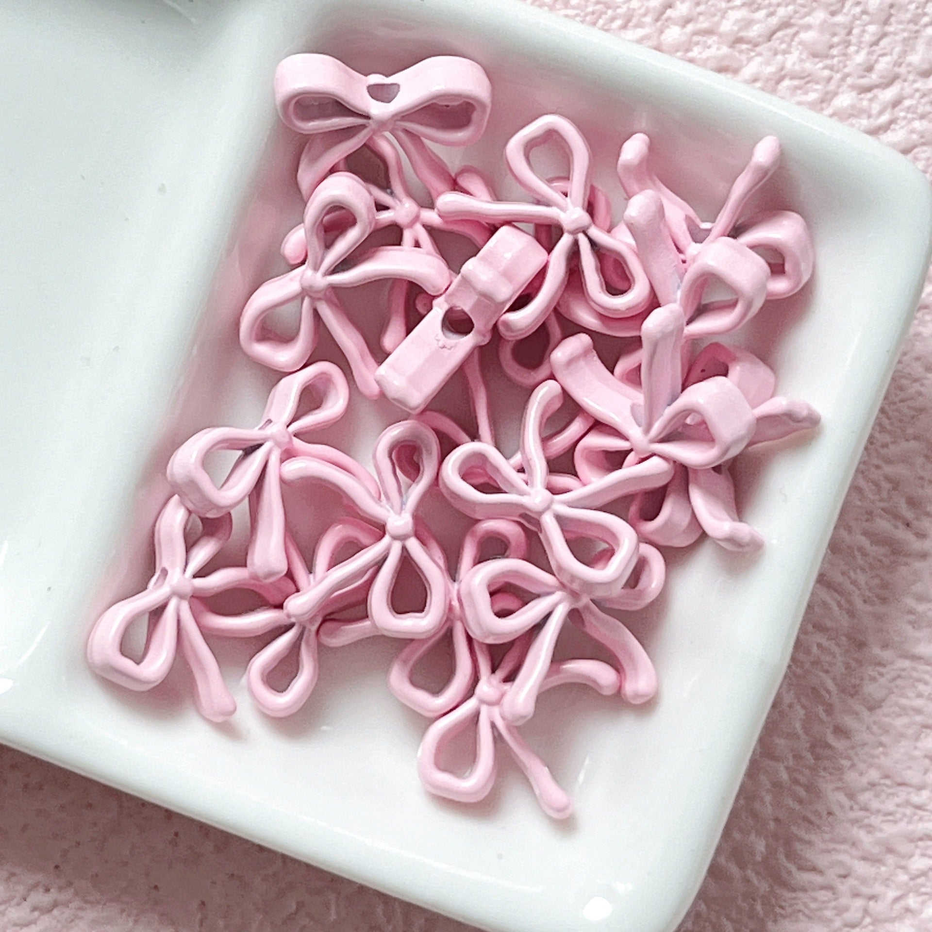 Dopamine Color Alloy Bow Straight Hole Beads diy Handmade Mobile Phone Chain Keychain Material Jewelry Accessories Secondary image