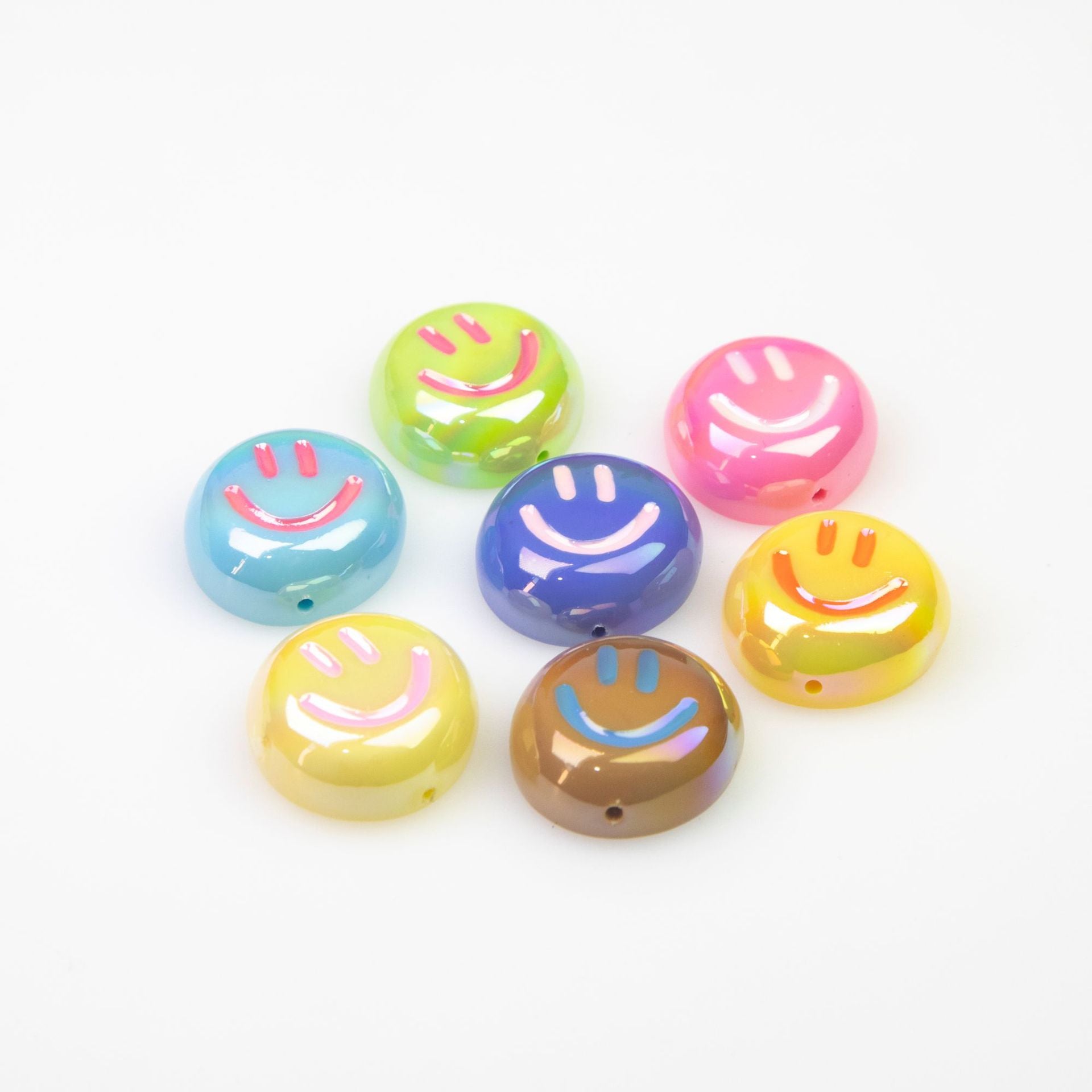 Cute smiling face resin, high gloss, scratch-resistant, straight through-hole diy Materials for bracelets and hair accessories Secondary image