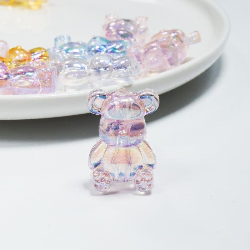 25*18mmUV Color-plated vertical hole cartoon bear beads diy Handmade phone chain pendant transparent acrylic colorful Secondary image