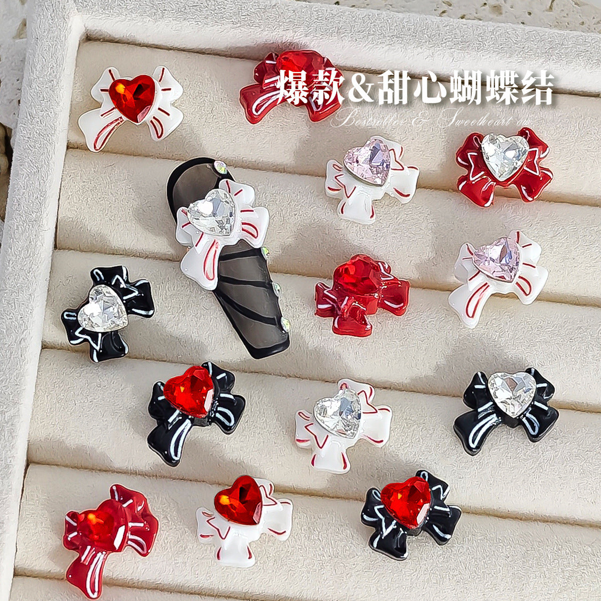 Sweetheart Girl's Angled Bow Tie Nail Art Accessories Nail Decoration DIY Phone Case Ornament Secondary image