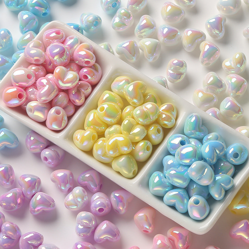 Plated Heart-Shaped Straight Hole Bead diy Handmade bracelets, necklaces, hair accessories, loose beads, phone chains, bead accessories Secondary image