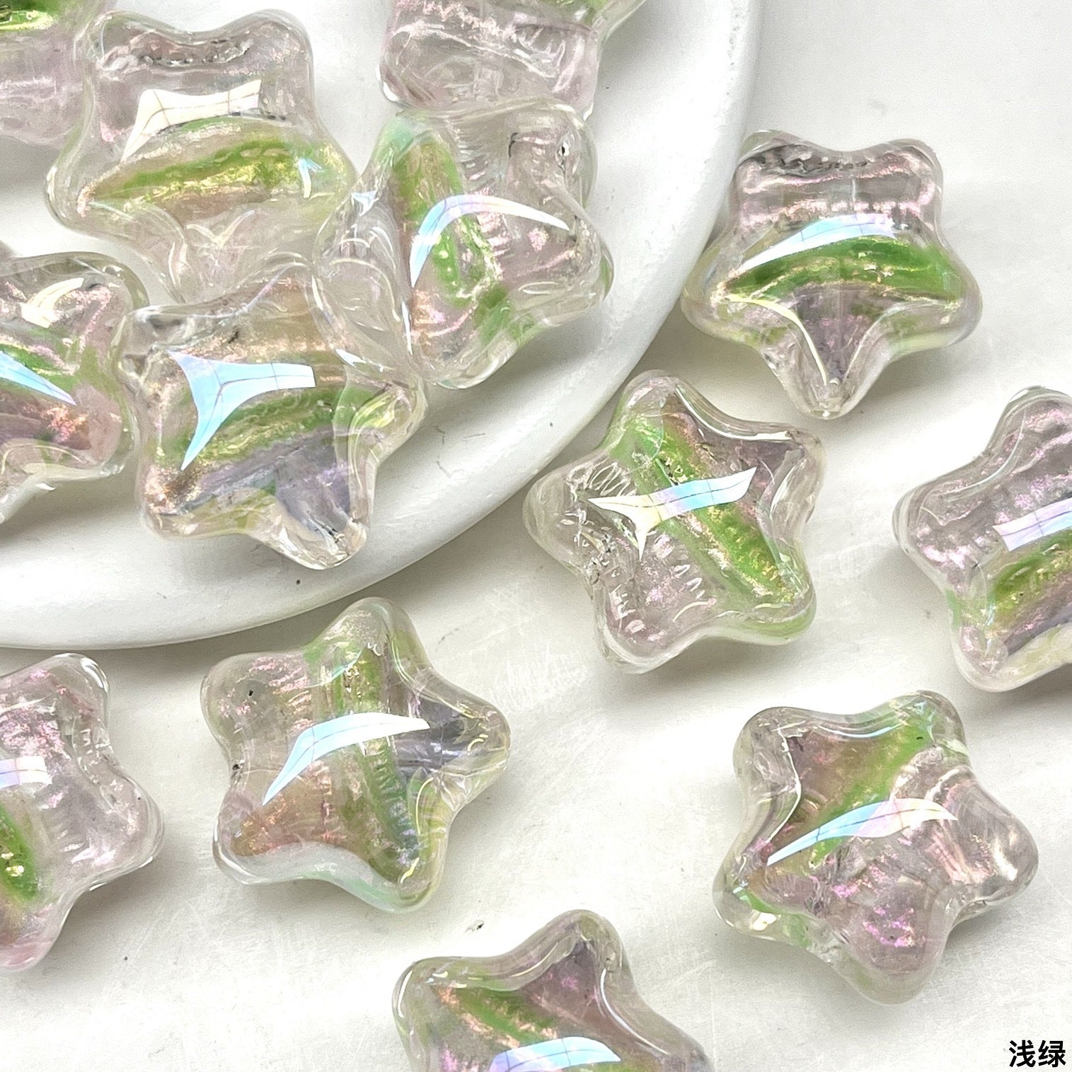 21mm Oil Painting Spring River Flower Moon Night Pentagram Electroplated Resin Through-Hole Loose Beads diy Bracelet Accessories Secondary image