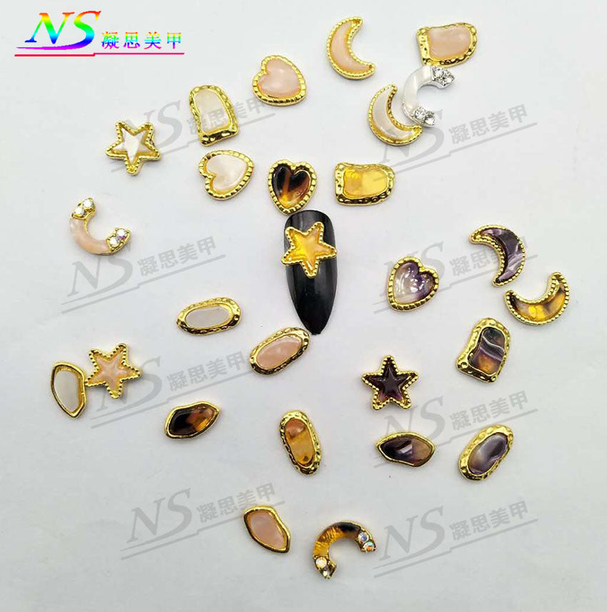 Nail art alloy accessories Imitation shell nail stickers, star and moon heart nail stickers, foreign trade nail art Secondary image
