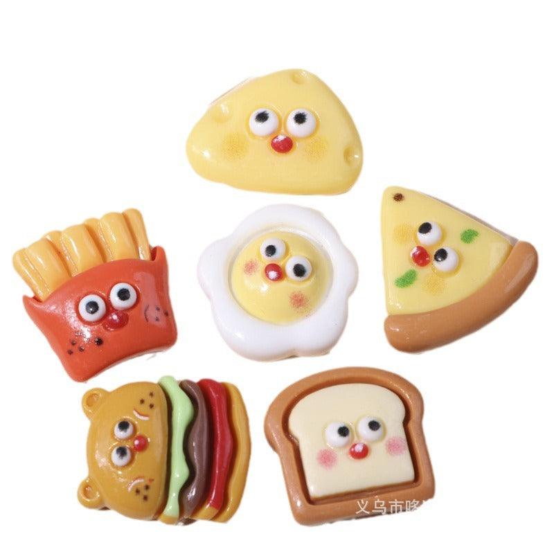 Simulated food toys: hamburger, fried egg, french fries, toast, DIY cream glue phone case, hairpin, resin accessory materials Secondary image