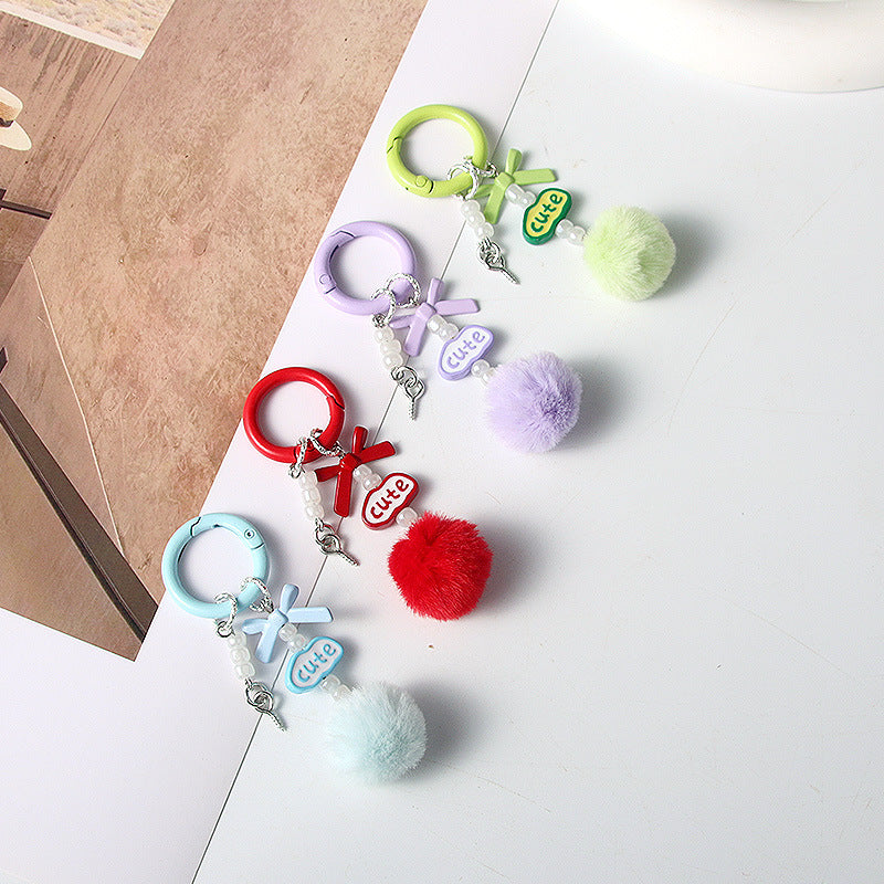 Simple handmade DIY pom-pom letter blind box cute pendant beaded keychain phone strap bag decoration サブ画像