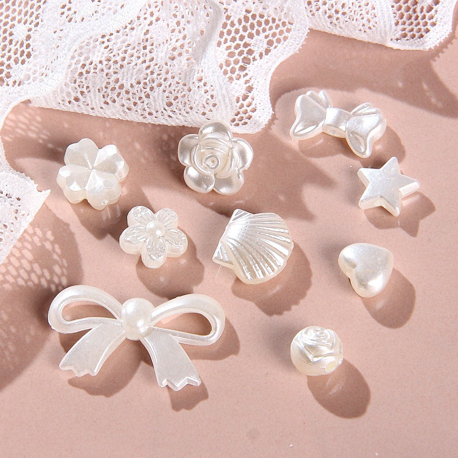 High-gloss Baroque Imitation Pearl Beads with Holes ABS Shell Heart Beads diy Bead Spacer Accessories for Bracelets Secondary image