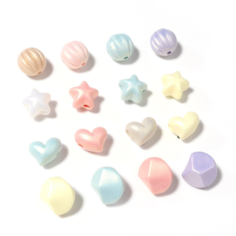 Acrylic macaron-colored pearlescent pentagon heart pumpkin beads diy Handmade Beading Materials Jewelry Accessories Secondary image