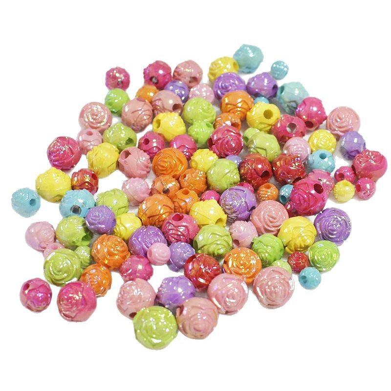 6-10mm Solid Color AB Mixed Color Rose Flower Beads Resin Accessories Beads Acrylic Components Pendant Necklace Secondary image