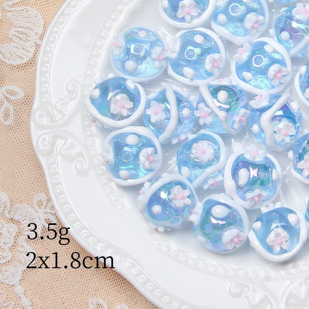 Heavy Craft Hand-Painted Bead Inlaid with Rhinestones and Adhesive Flowers Acrylic Beads diy Bracelet Accessories Car Hanging Ornaments Accessories Secondary image