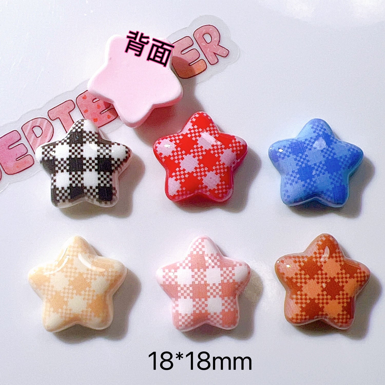 Resin diy Accessory Phone Case diy Hair accessories, earrings, cream glue accessories, earrings, headwear, shiny plaid pentagram Secondary image