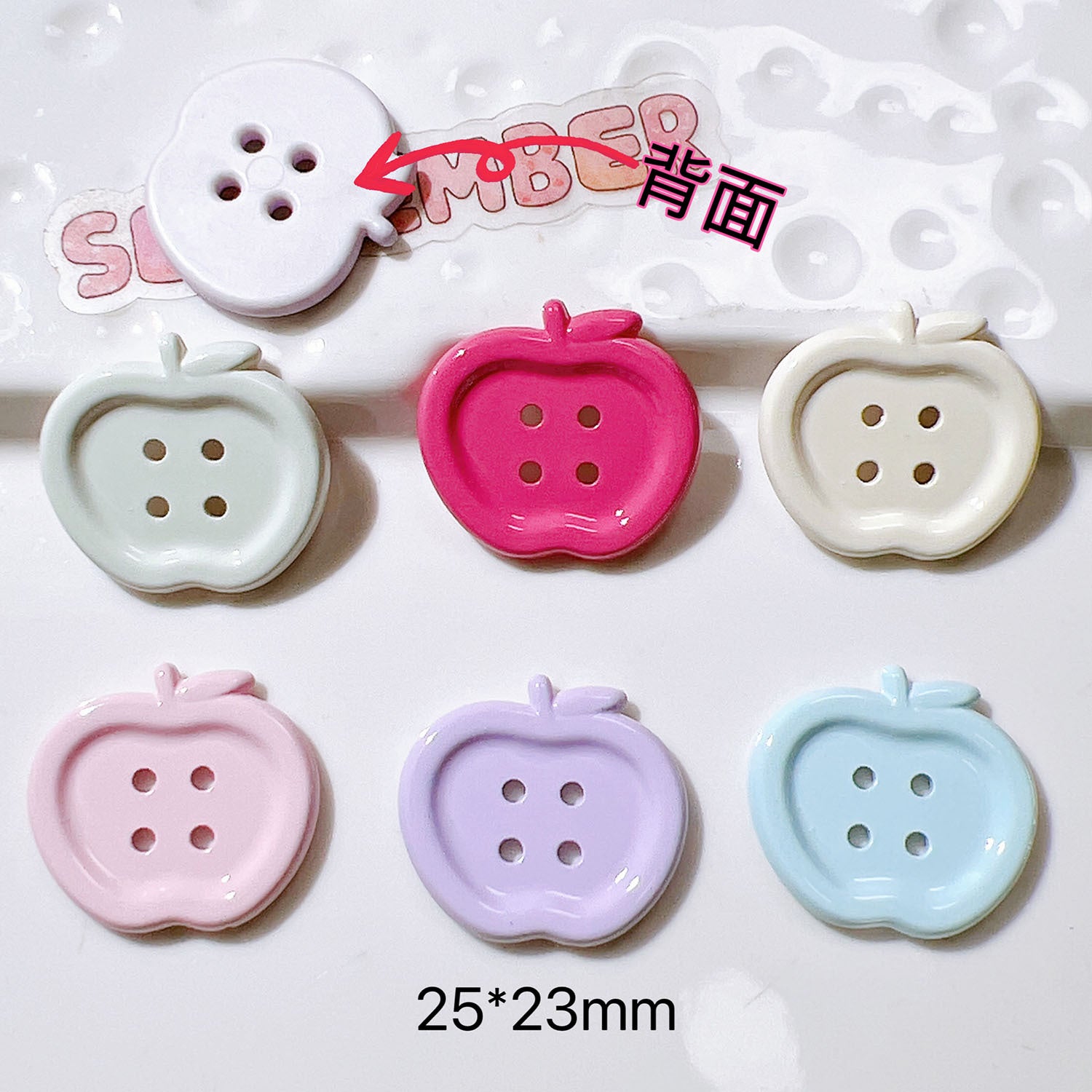 Plastic accessories DIY Handmade flat-bottomed children's hair accessory clips, shoe embellishments, solid color apple buttons Secondary image