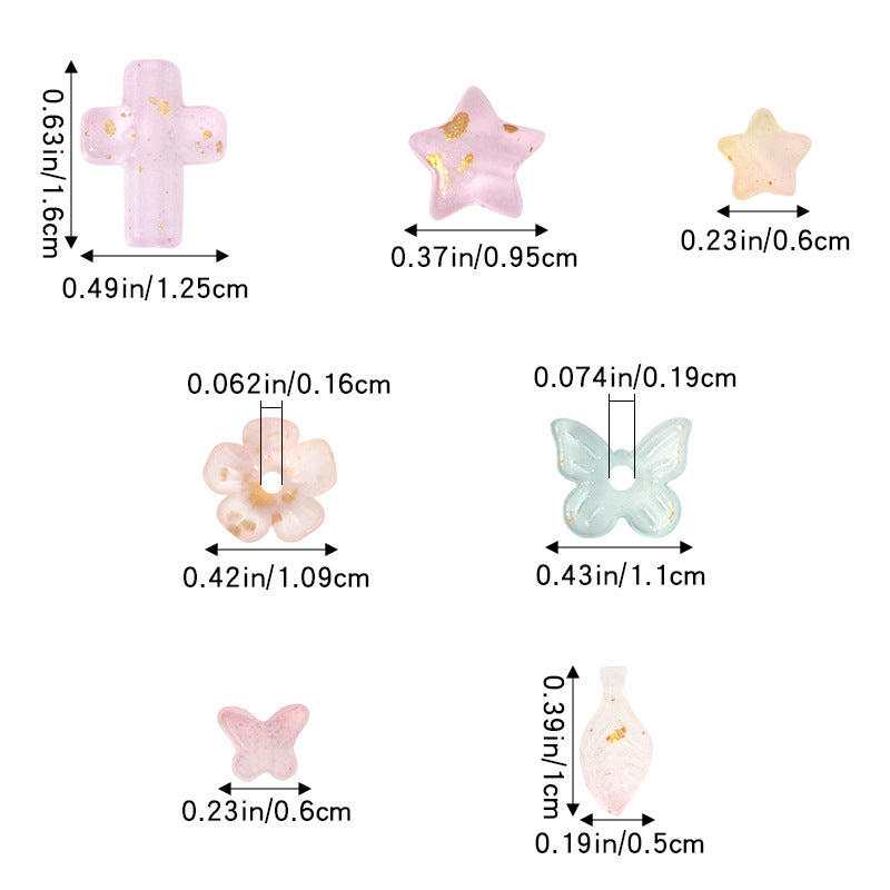 Acrylic frosted gold powder two-tone flower beads, pentagram, butterfly, leaf loose bead accessories diy Beaded jewelry Secondary image