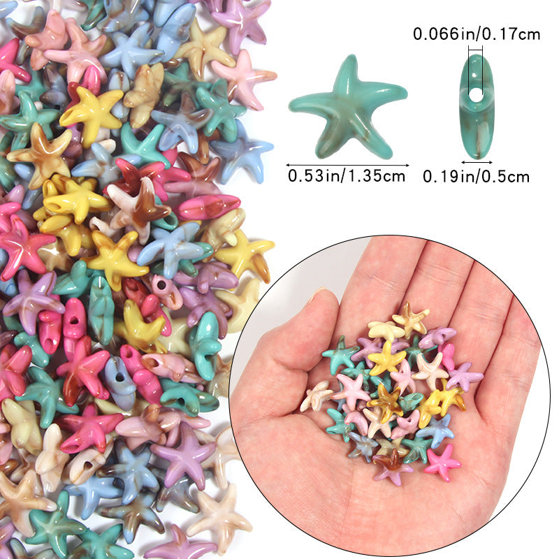 Acrylic ink two-tone simulated cartoon starfish straight-hole beads diy Mobile phone chain pendant accessories Secondary image