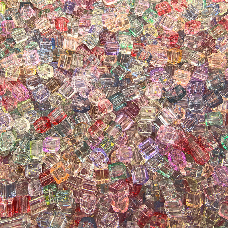 4mm Transparent glass beads with straight holes in assorted colors and shapes diy Square spacer beads for bracelet and phone chain materials and accessories Secondary image