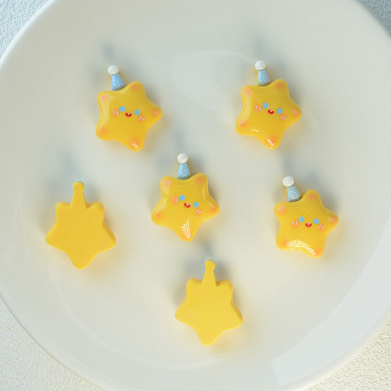 Cute Cream Yellow Hat Star Accessories DIY Sweet Girl Heart Hair Clip Hair Accessories Phone Case Stickers Secondary image