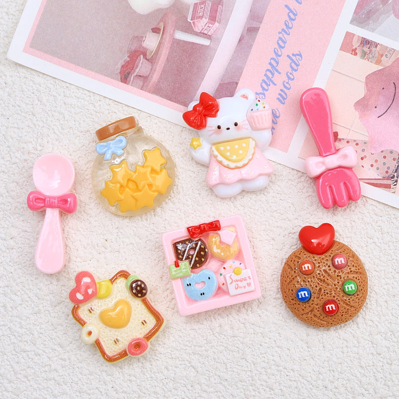 Kitten Afternoon Tea Cartoon Cream Glue Accessories Creative Croc Shoe Buckle Material Resin Accessories DIY Jewelry Hairpin Secondary image