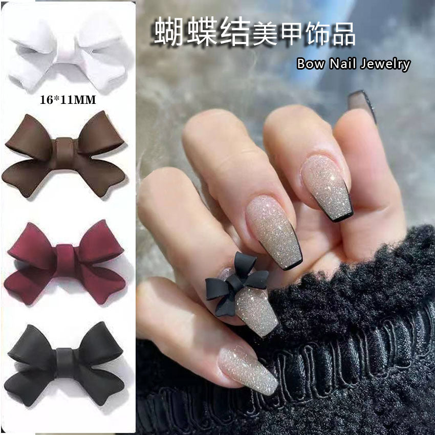 Xiaohongshu Nail Art Bowknot Black White Four-Color Matte Alloy Decoration Nail Stickers Secondary image