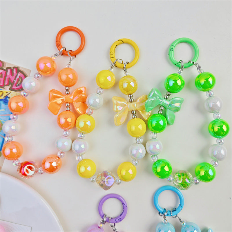 イチジクビーズ電気メッキ蝶結びビーズストリング電話ケースの装飾、バッグアクセサリー、車のキーホルダーペンダント サブ画像