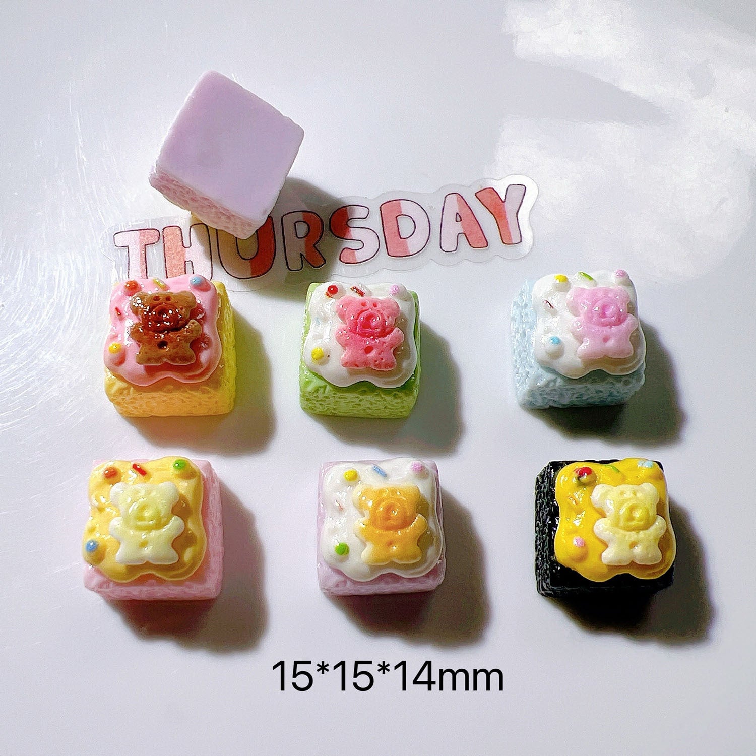 DIY Children's headwear patches, hole shoe charms, base material, straw covers, patches, bear, cookies, cake Secondary image