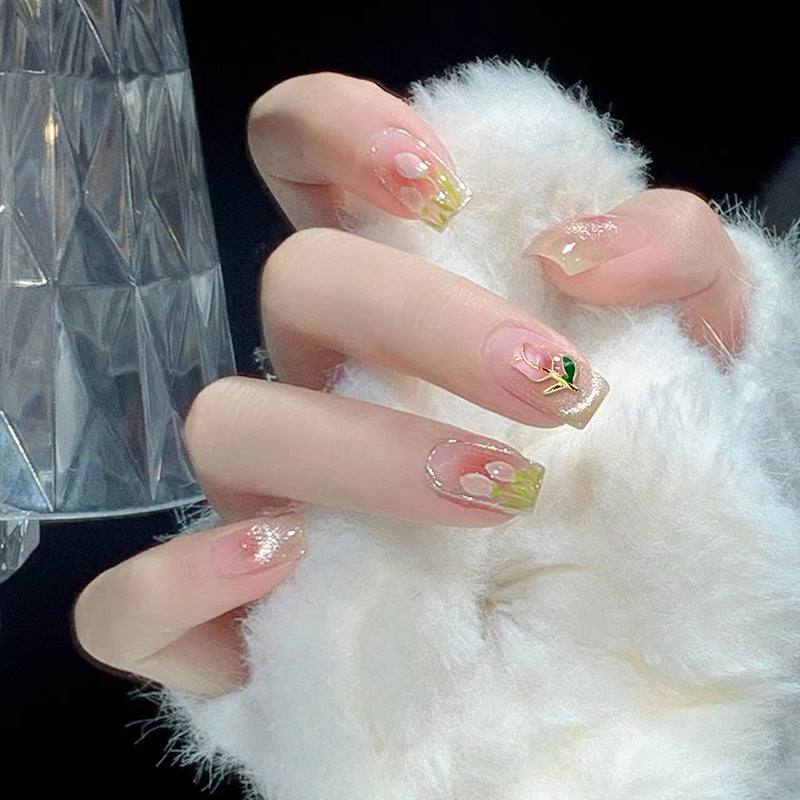 Nail art tulip accessories with a metallic texture, light luxury style, oil-dripping rose flower nail diamonds and floral decorations Secondary image