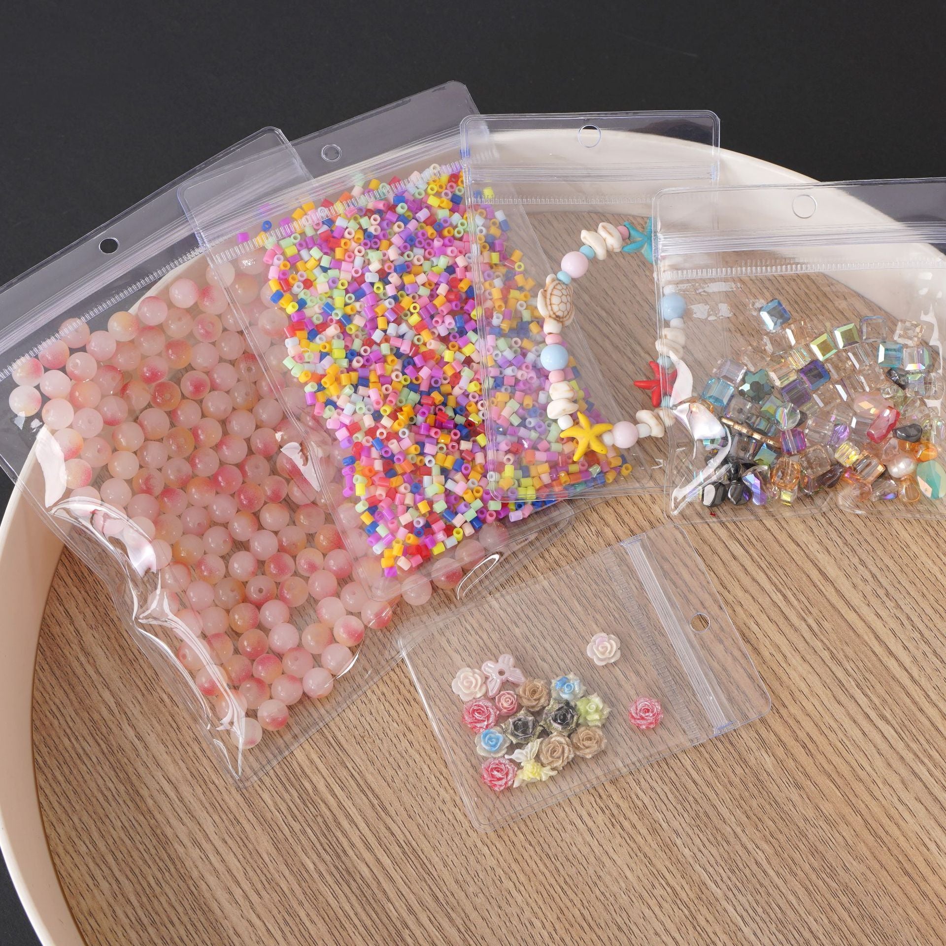 PVC transparent self-sealing bags with 26 ribbon holes, 20 pieces of DIY handmade transparent bags for jewelry packaging Secondary image