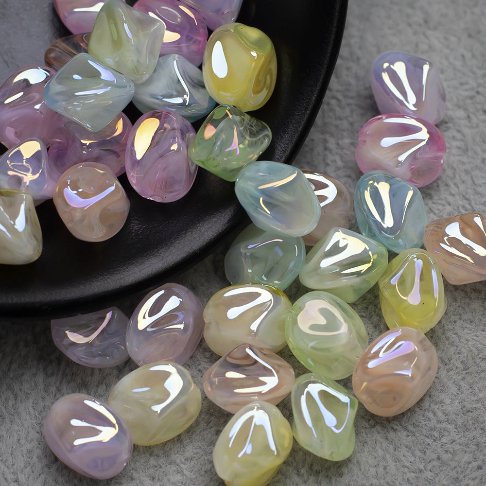 Cold Moon Floating Dream Two-Tone Baroque Electroplated Acrylic Beads with Through Hole DIY Beaded bracelet accessories Secondary image