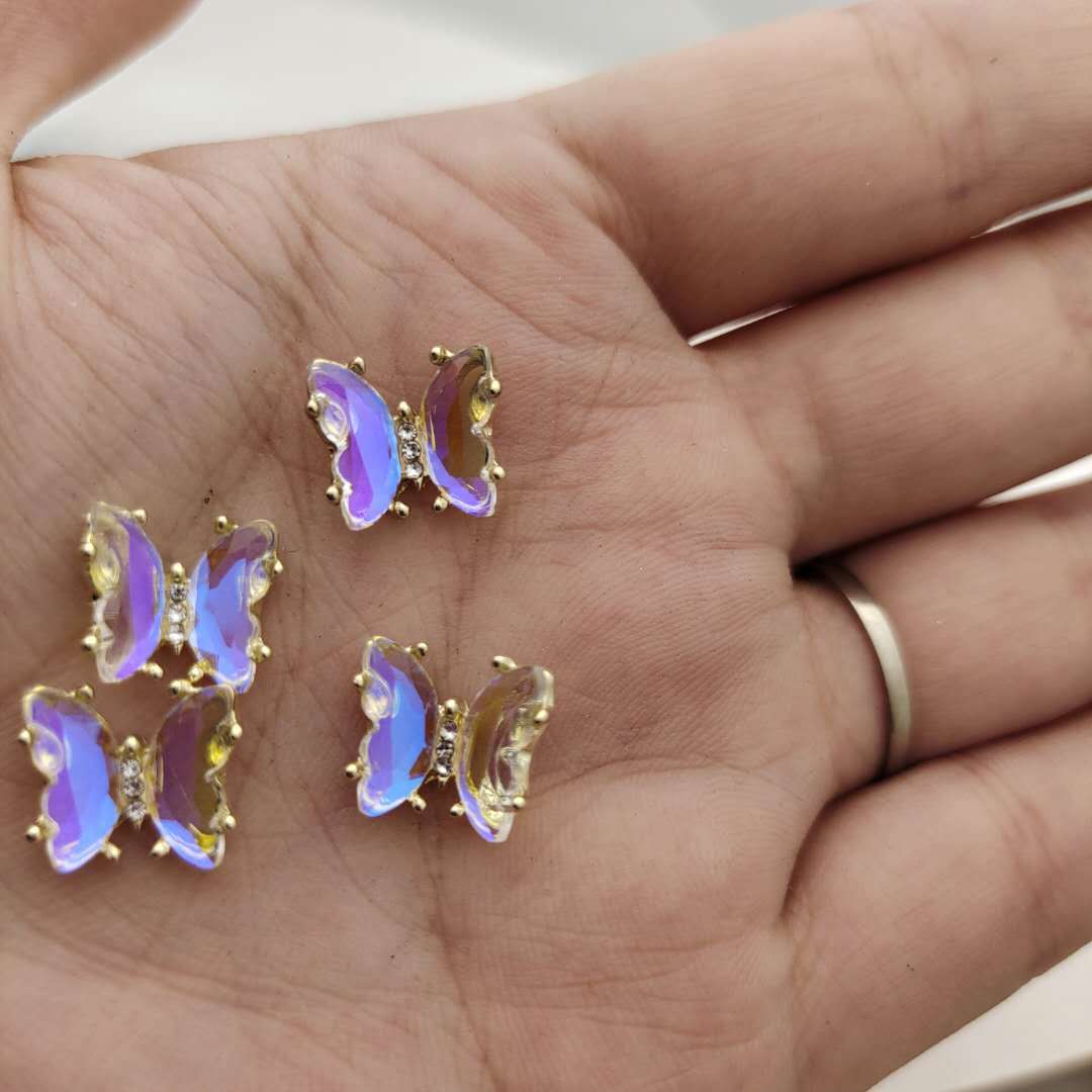Nail art accessories: crystal butterfly nail art, translucent three-dimensional butterfly with rhinestones, nail art rhinestone supply and sales Secondary image