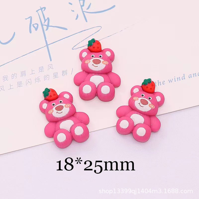 Resin Accessories Cute Creative Strawberry Bear Donut DIY Phone Case Shoe Buckle Hair Accessories Patch Material Secondary image