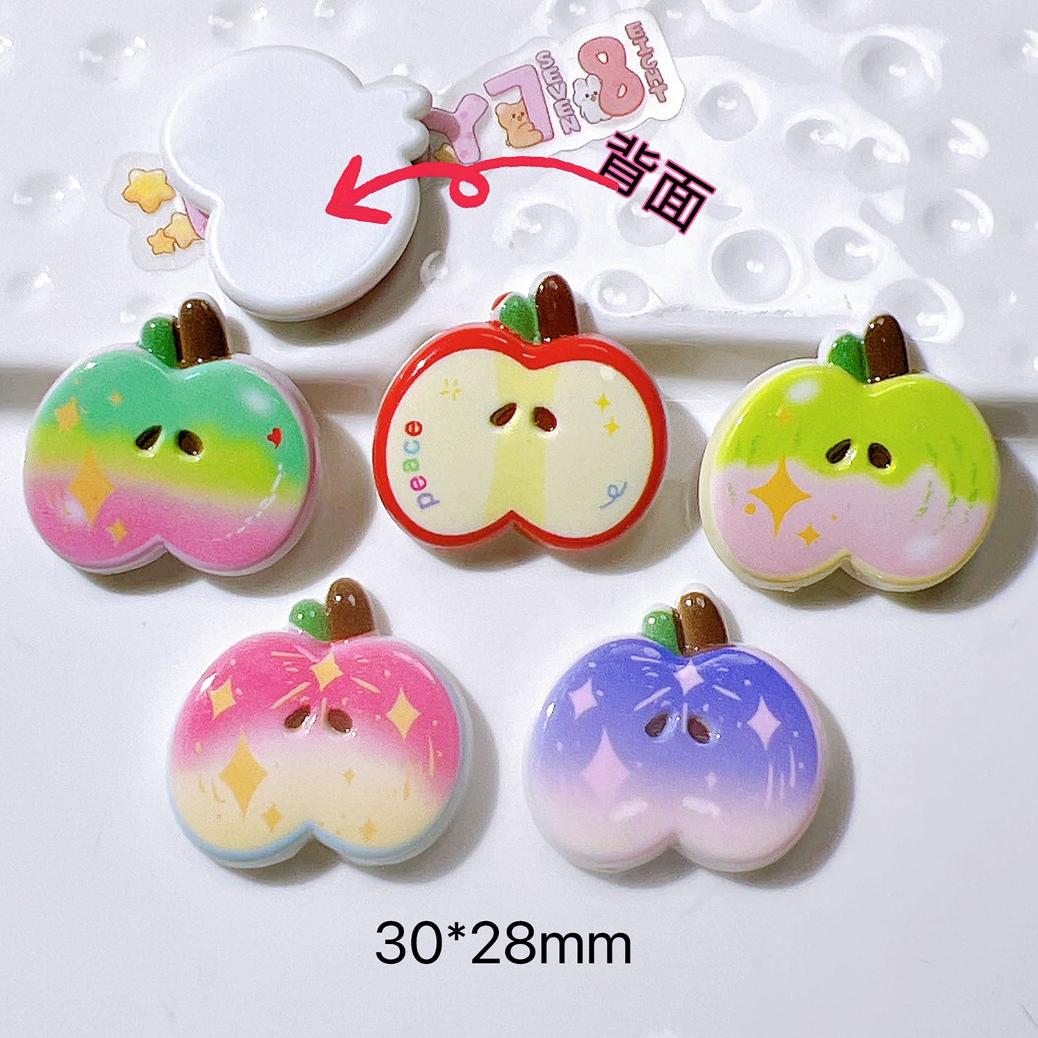 Plastic accessories diy Accessories, craft materials, shoe decorations, water cup stickers, cream glue, stationery, headwear, hats, colorful apples Secondary image