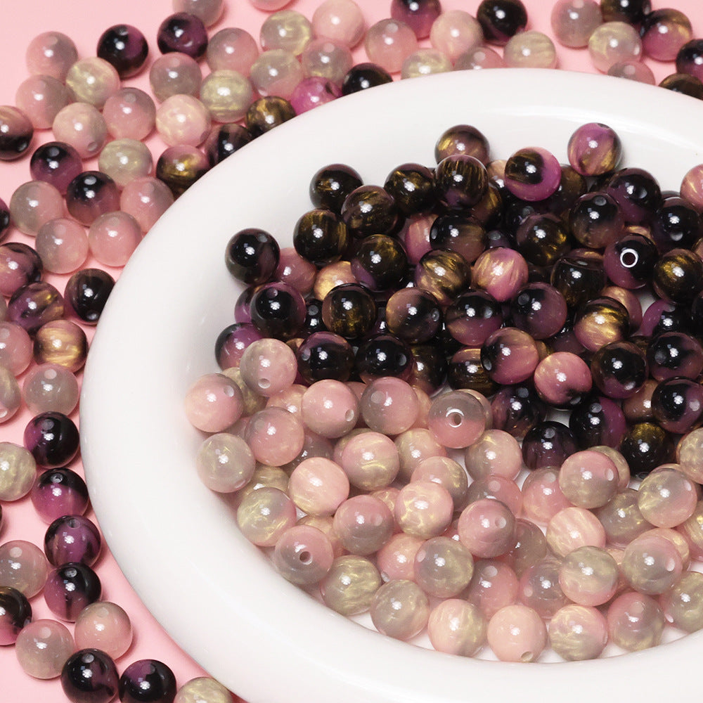 Sweet and cool black-purple gradient resin straight-hole round beads loose beads diy Bracelet Necklace Jewelry Materials Accessories Secondary image