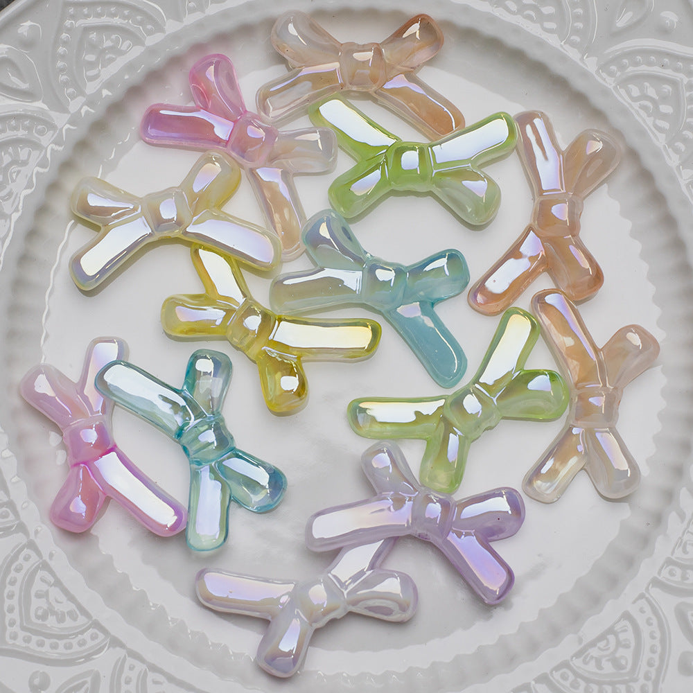 Cold Moon Floating Dream Two-Tone Bowknot Electroplated Acrylic Beads with Through Hole for Mobile Phone Chain Accessories Secondary image