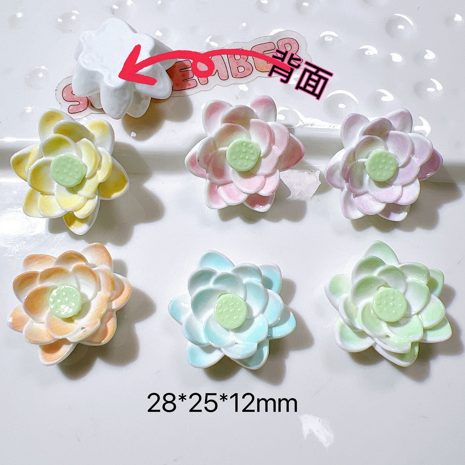 Resin diy Accessories: phone cases, children's hair accessories, cream glue, cup stickers, shoe decorations, clothing coordination, gradient color lotus flowers Secondary image