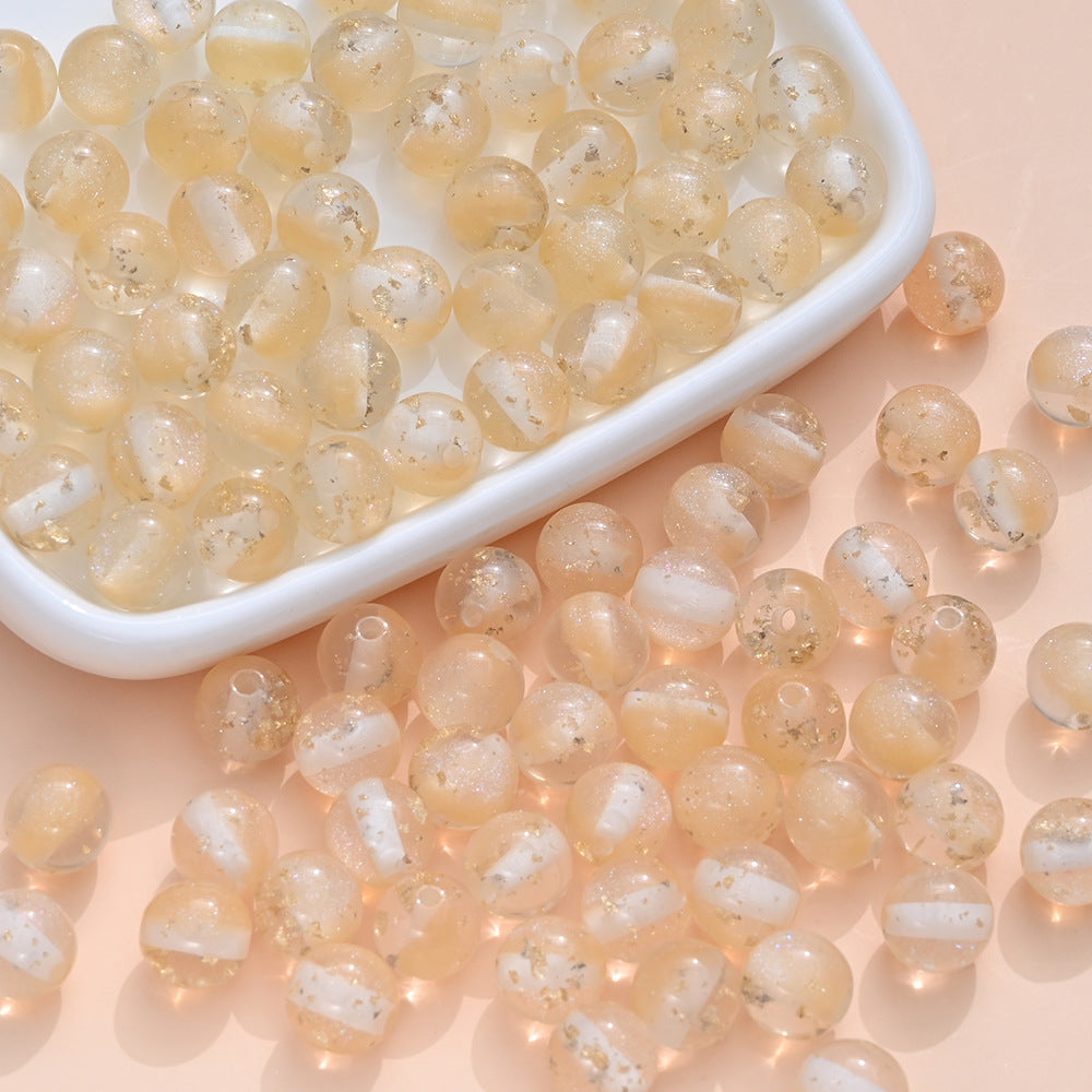 New Starry Sky Glitter Mermaid Princess Resin Round Beads with Gold Foil and Straight Hole Loose Beads diy Handmade beaded bracelet and necklace Secondary image