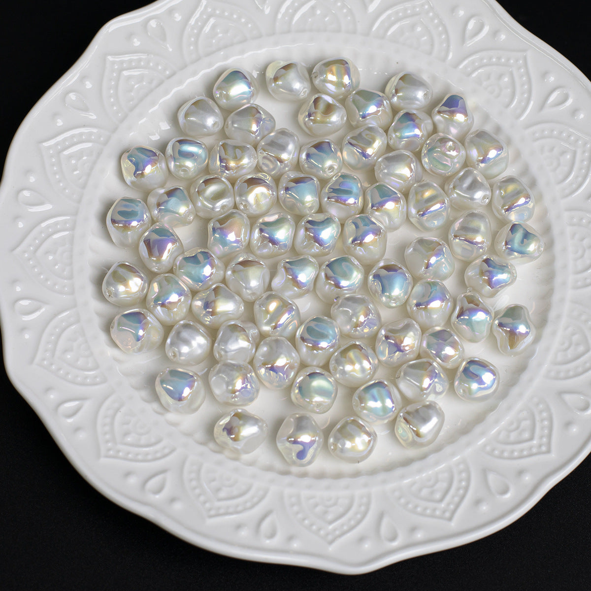 Cold Moon ABS Imitation Pearl Irregular Baroque Series Electroplated Through-Hole Loose Beads diy Mobile phone chain accessories Secondary image