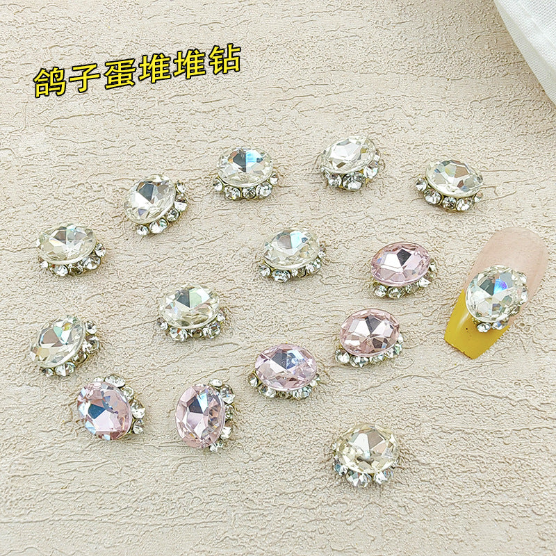 Pigeon egg-shaped stacked rhinestones for nail art, super shiny oval large rhinestones for nail decoration Secondary image