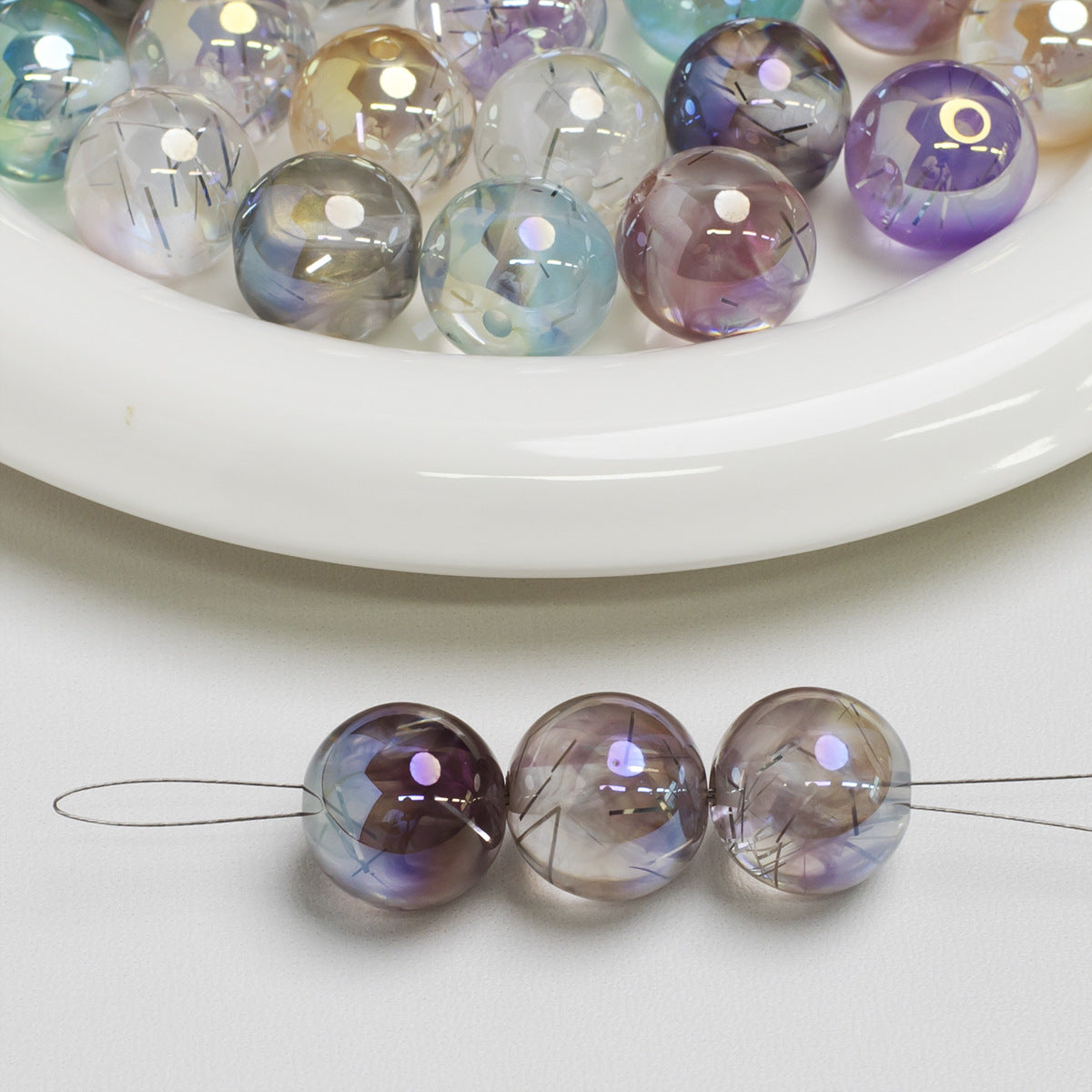 12-16Cloud gauze electroplated fine glitter resin beads with through holes, loose beads diy Bracelet Jewelry Accessories Secondary image