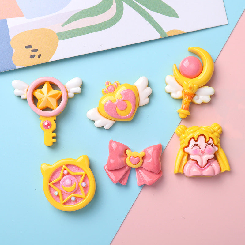 Cartoon Glossy Magical Girl DIY Resin Accessories Handmade Hair Clips Phone Case Water Cup Hair Ornaments Secondary image