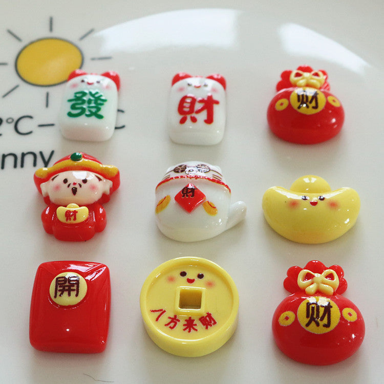 Lucky Cat Red Envelope Resin Small Ornaments Accessories Hair Accessories Hair Clips Mouthwash Cup Decorative Patches Secondary image