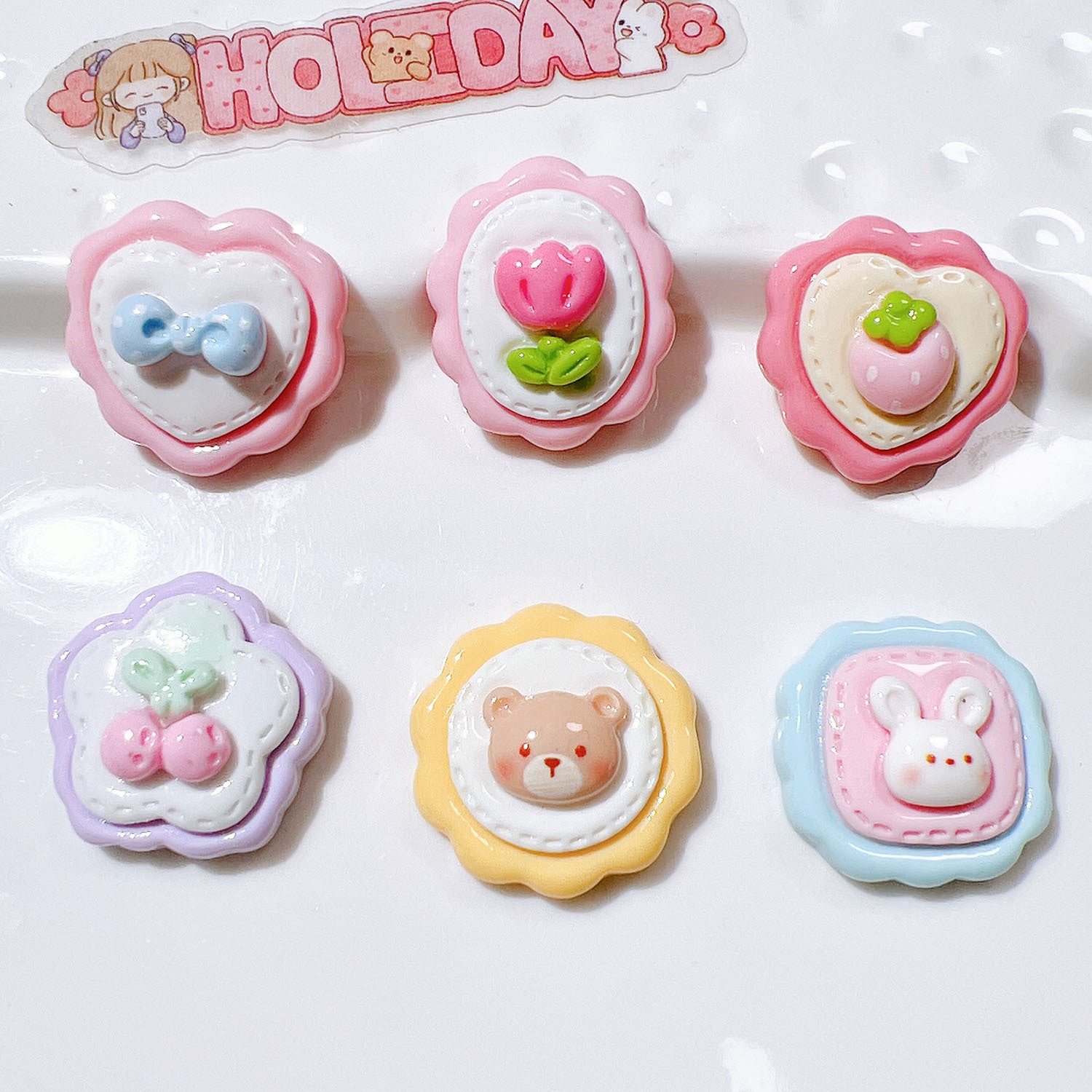 Resin accessories DIY decoration materials, cup stickers, cream glue, children's hair accessories, lace, heart, strawberry Secondary image