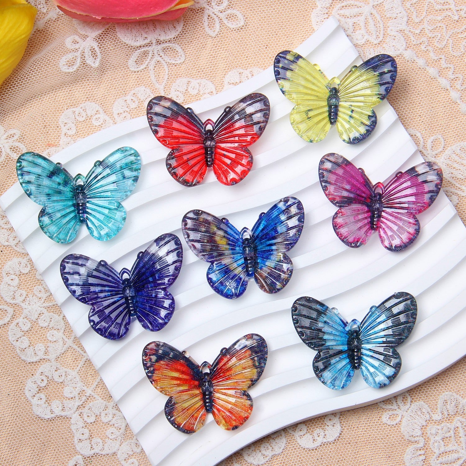 Large 3D Oil Painting Back Cover Butterfly Acrylic Hanging Hole Butterfly DIY Children's Hair Clips Shoe Buckles Clothing Accessories Secondary image