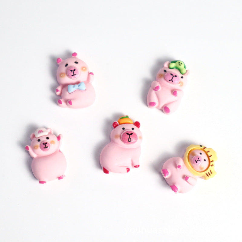 Cartoon cute pink capybara DIY accessories, cream glue, blind bag mix-and-match resin ornament parts Secondary image