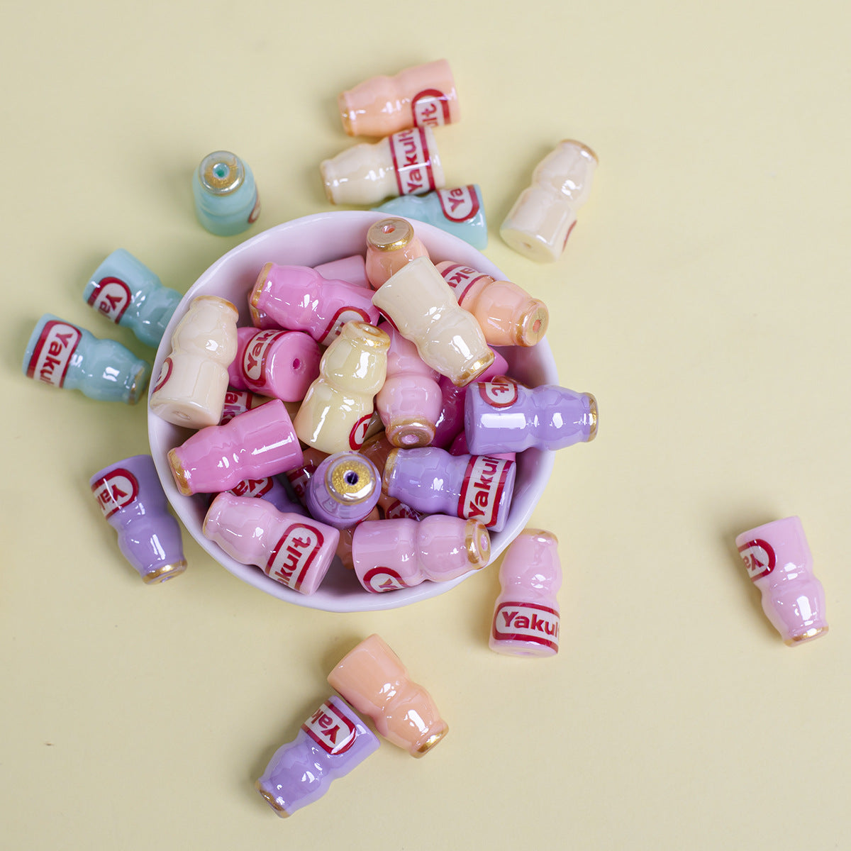 Lengyue Electroplated Simulated 3D Food Toy Mini Drink Bottle Resin Through-Hole Loose Beads diy Bracelet Accessories Secondary image