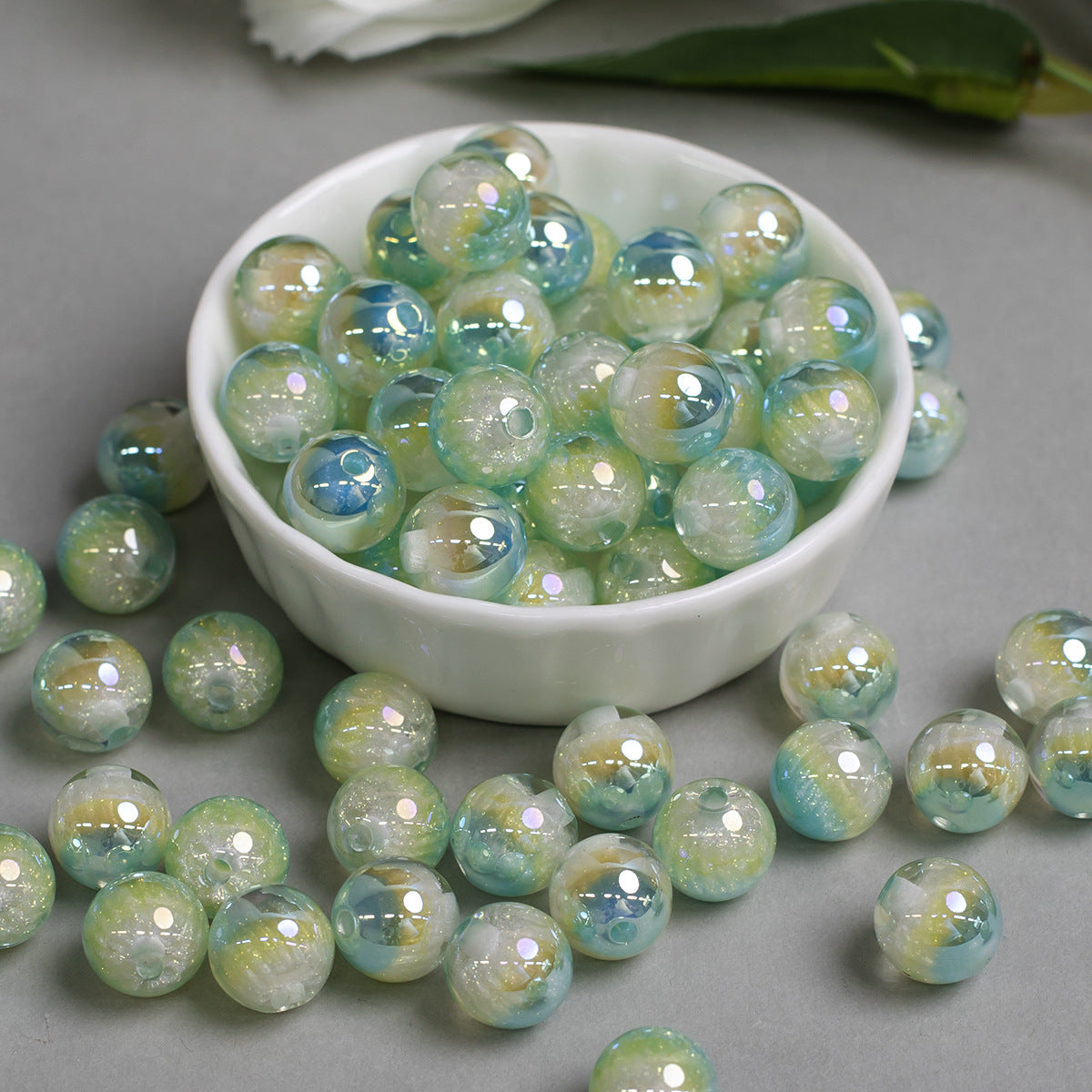 12mm Cold Moon Oil Painting Night Pearl Fine Lightning Electroplated Through-Hole Loose Beads Creative Handicraft diy Mobile phone chain accessories Secondary image