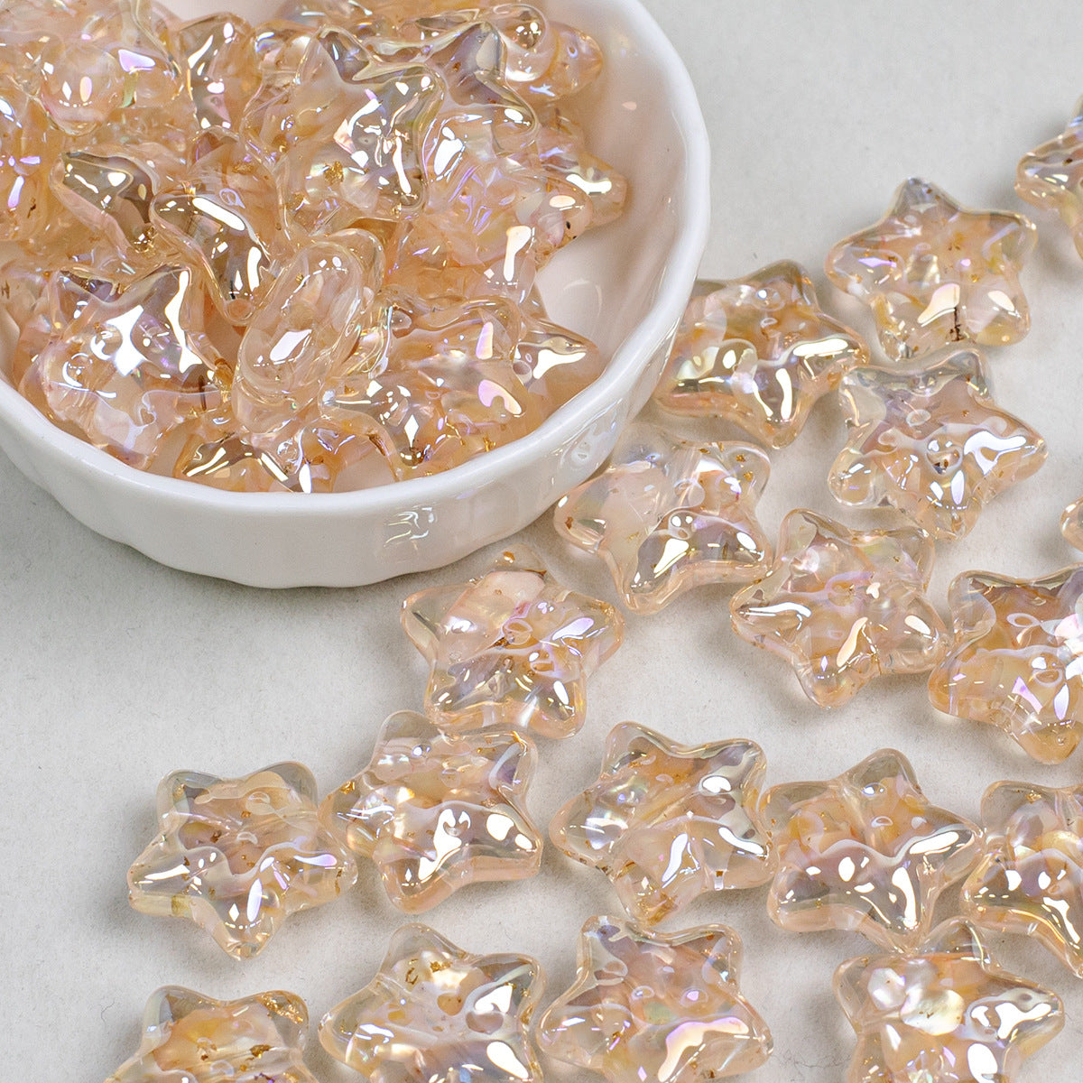 Mother-of-pearl little star ins Resin gold foil cheese three-dimensional star electroplated perforated loose beads diy Bracelet Accessories Secondary image