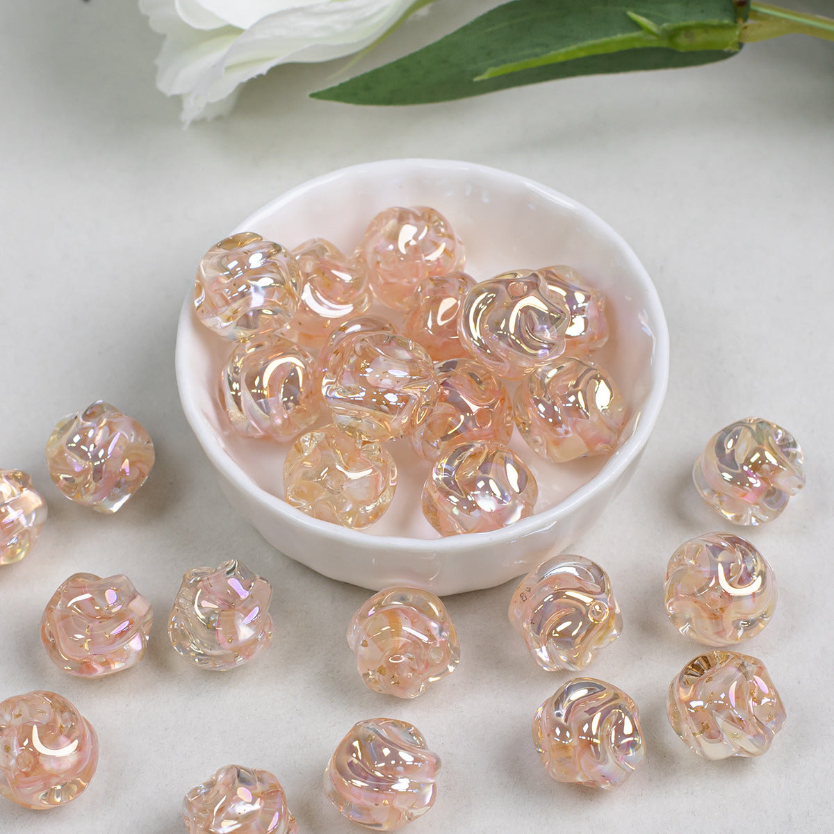 Cold Moon Resin Mother-of-Pearl Twisted Beads Dopamine Color Series Electroplated Resin Through-Hole Loose Beads diy Bracelet Accessories Secondary image