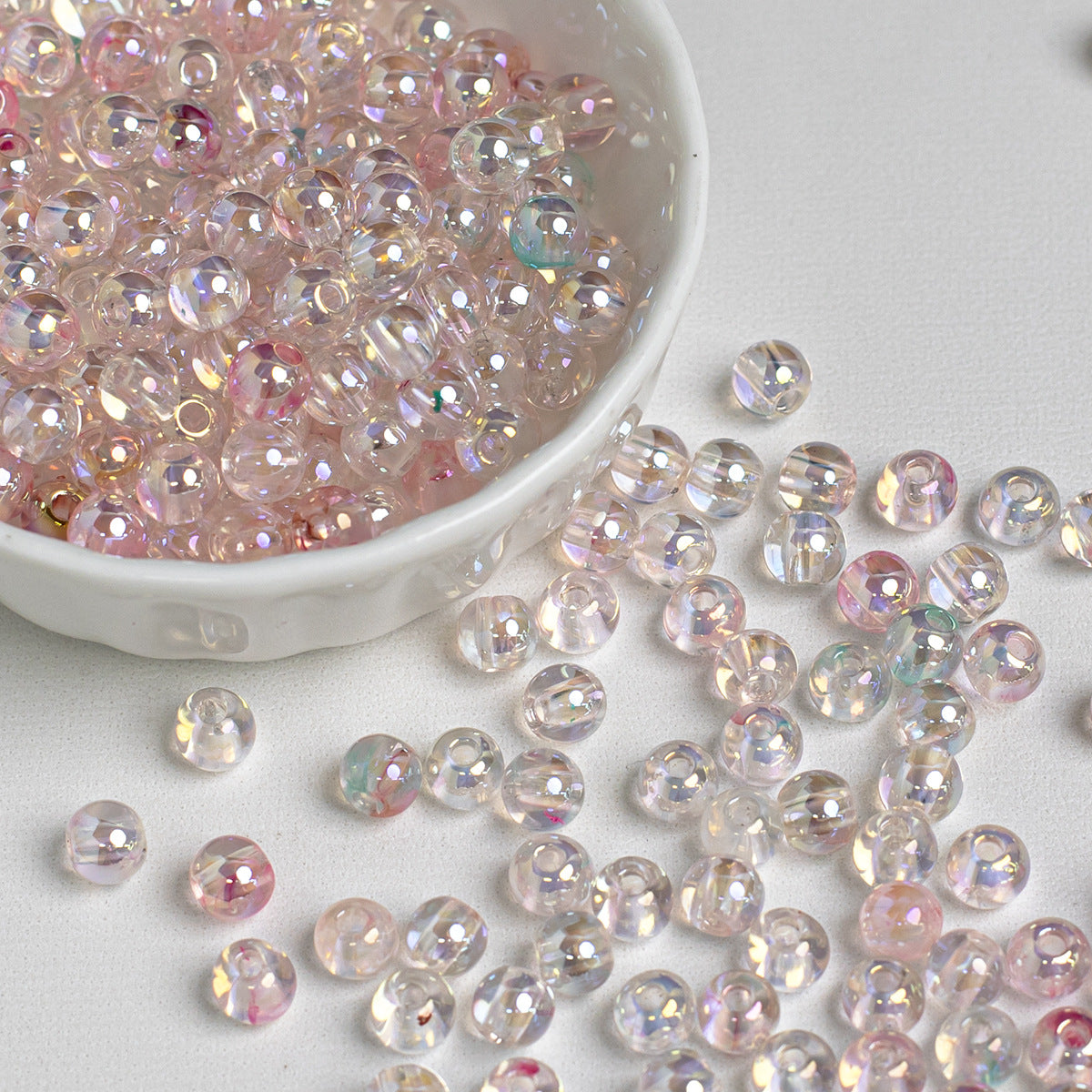 6mm Rainbow Rose Round Beads Electroplated Resin Through-Hole Loose Beads for Handicrafts diy Mobile phone chain accessories Secondary image